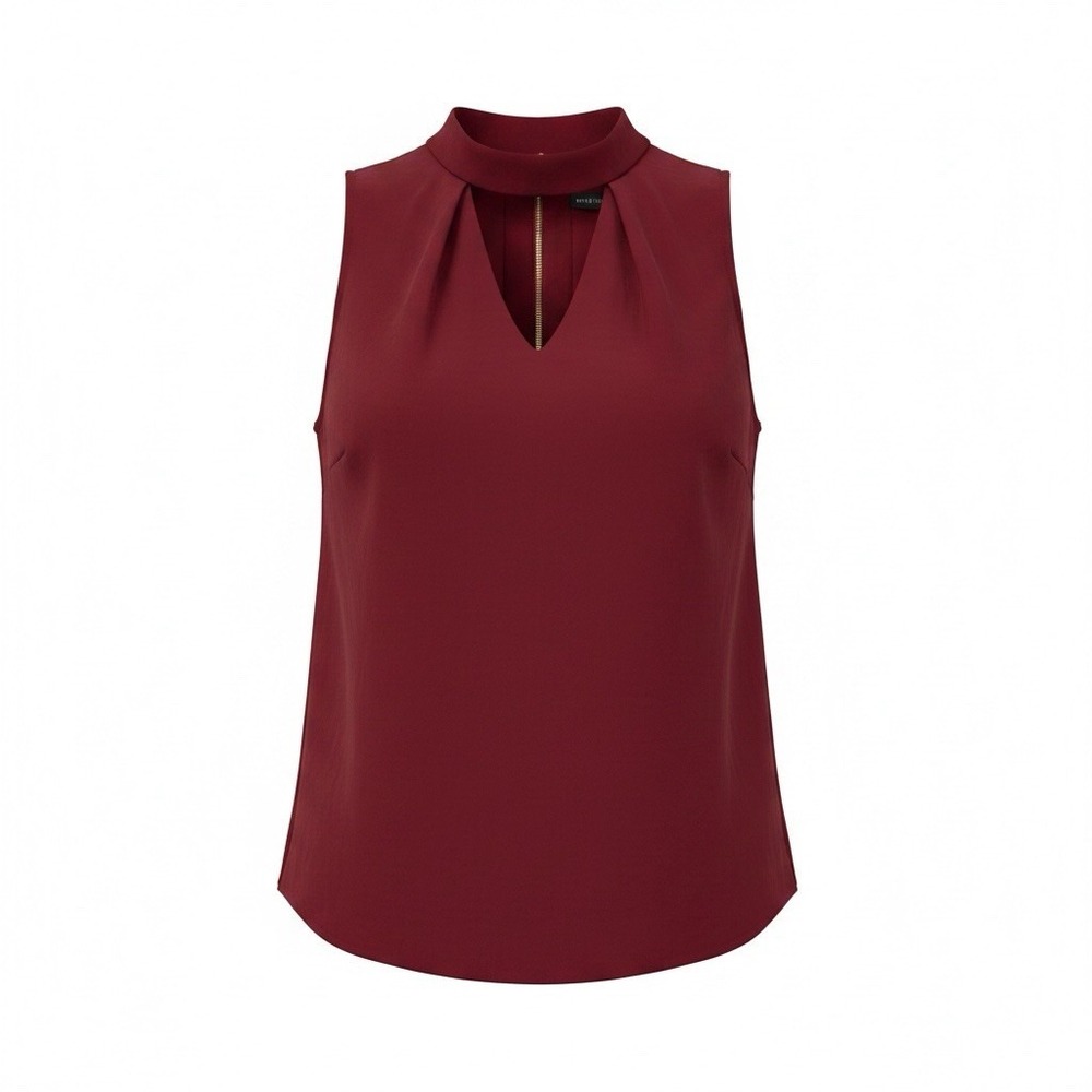 White House Black Market Sleeveless V-Neck Blouse Women’s Size 6 Solid Burgundy